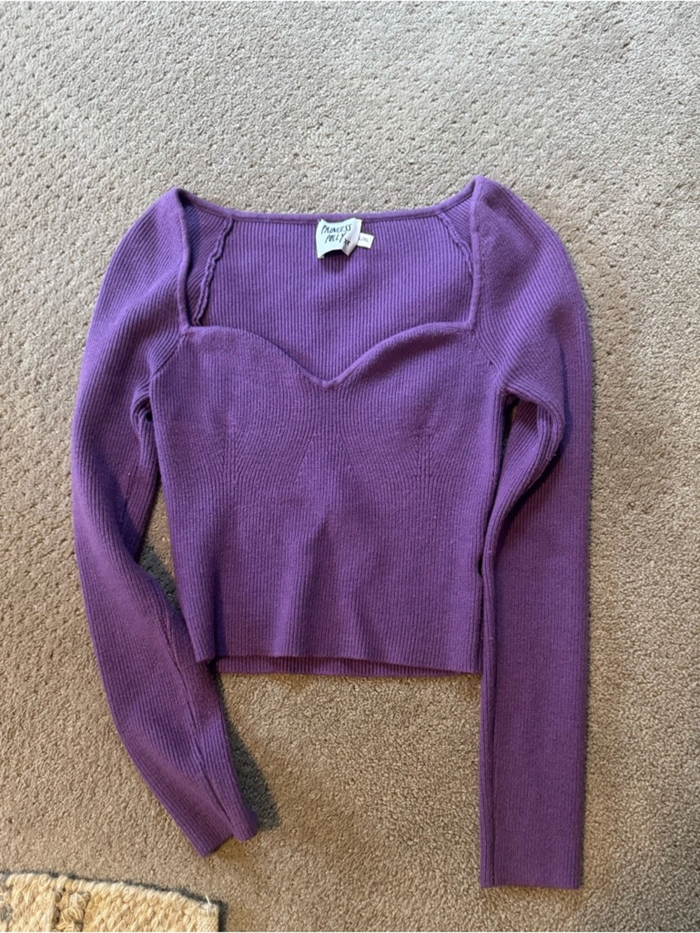 Princess Polly Lavender Ribbed Knit Top